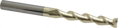 Accupro - 1/4", 1-1/2" LOC, 1/4" Shank Diam, 3" OAL, 2 Flute, Solid Carbide Square End Mill - Single End, ZrN Finish, Spiral Flute, 45° Helix, Centercutting, Right Hand Cut, Right Hand Flute - Eagle Tool & Supply