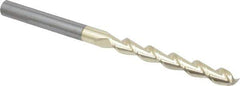 Accupro - 1/4", 2" LOC, 1/4" Shank Diam, 4" OAL, 2 Flute, Solid Carbide Square End Mill - Single End, ZrN Finish, Spiral Flute, 45° Helix, Centercutting, Right Hand Cut, Right Hand Flute - Eagle Tool & Supply