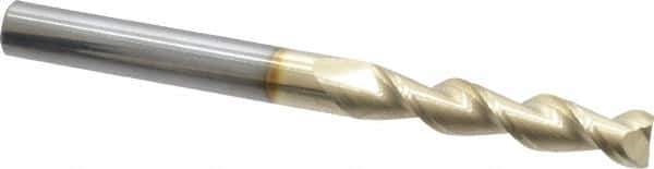 Accupro - 5/16", 1-1/2" LOC, 5/16" Shank Diam, 3-1/2" OAL, 2 Flute, Solid Carbide Square End Mill - Single End, ZrN Finish, Spiral Flute, 45° Helix, Centercutting, Right Hand Cut, Right Hand Flute - Eagle Tool & Supply