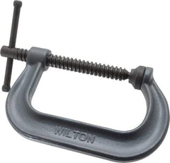 Wilton - Regular-Duty 4-1/4" Max Opening, 3-1/4" Throat Depth, Forged Steel Standard C-Clamp - 6,200 Lb Capacity, 0" Min Opening, Deep Throat - Eagle Tool & Supply