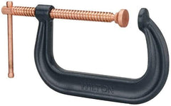 Wilton - Regular-Duty 6-1/16" Max Opening, 4-1/8" Throat Depth, Forged Steel Standard C-Clamp - 6,600 Lb Capacity, 0" Min Opening, Deep Throat - Eagle Tool & Supply