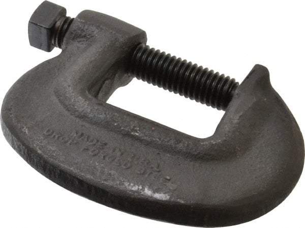 Wilton - Extra Heavy-Duty 1-3/8" Max Opening, 1-3/32" Throat Depth, Forged Steel Standard C-Clamp - 5,600 Lb Capacity, 0" Min Opening, Standard Throat Depth, Cold Drawn Steel Screw - Eagle Tool & Supply