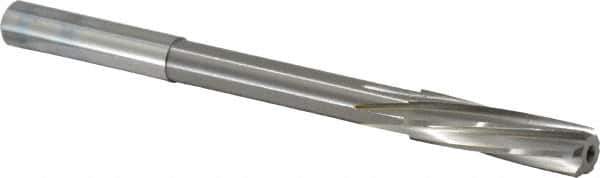 Magafor - 9.54mm Solid Carbide 6 Flute Chucking Reamer - Spiral Flute, 0.354" Straight Shank, 1-27/64" Flute Length, 4-31/32" OAL - Eagle Tool & Supply