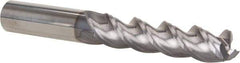 Niagara Cutter - 3/4", 3-1/4" LOC, 3/4" Shank Diam, 6" OAL, 3 Flute, Solid Carbide Square End Mill - Single End, TiCN Finish, Spiral Flute, 45° Helix, Centercutting, Right Hand Cut, Right Hand Flute, Series A345 - Eagle Tool & Supply
