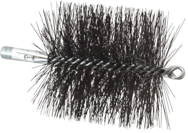 Schaefer Brush - 4-1/2" Brush Length, 4-1/2" Diam, Double Stem, Double Spiral Tube Brush - 7-1/2" Long, Tempered Steel Wire, 1/4" NPT Male Connection - Eagle Tool & Supply