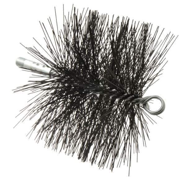 Schaefer Brush - 4-1/2" Brush Length, 7" Diam, Double Stem, Double Spiral Tube Brush - 7-1/2" Long, Tempered Steel Wire, 1/4" NPT Male Connection - Eagle Tool & Supply