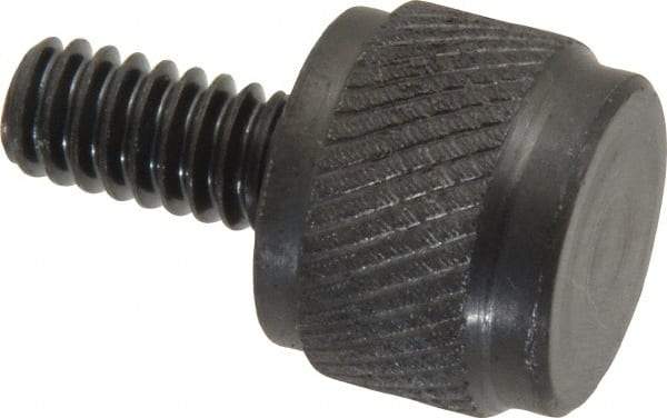 Gibraltar - 1/4-20 Knurled Shoulderless Steel Thumb Screw - 1" OAL, 5/8" Head Diam x 1/2" Head Height, Black Oxide Finish - Eagle Tool & Supply