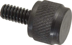 Gibraltar - 1/4-20 Knurled Shoulderless Steel Thumb Screw - 1" OAL, 5/8" Head Diam x 1/2" Head Height, Black Oxide Finish - Eagle Tool & Supply