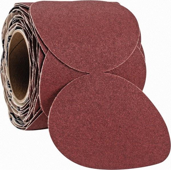 Norton - 5" Diam, 80 Grit Ceramic Adhesive PSA Disc - Coarse Grade, Maroon, F Weighted Backing, Flexible - Eagle Tool & Supply