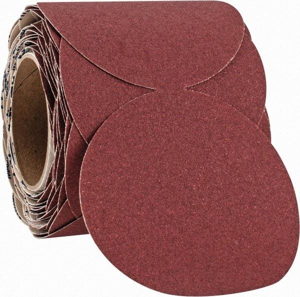 Norton - 5" Diam, 100 Grit Ceramic Adhesive PSA Disc - Medium Grade, Maroon, F Weighted Backing, Flexible - Eagle Tool & Supply