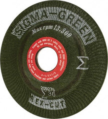 Rex Cut Product - 36 Grit, 4-1/2" Wheel Diam, 7/8" Arbor Hole, Type 27 Depressed Center Wheel - Ceramic, 13,300 Max RPM, Compatible with Angle Grinder - Eagle Tool & Supply