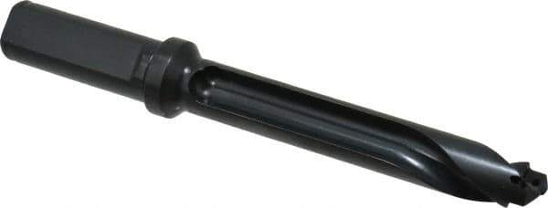 Allied Machine and Engineering - Series 17, 17 to 17.99mm Diam, 3/4" Diam Straight Shank with Flange, Straight Flute Spade Drill - 3-35/64" Max Depth, 4-47/64" Body Length, 6-49/64" OAL, Standard Length, Through Coolant - Eagle Tool & Supply