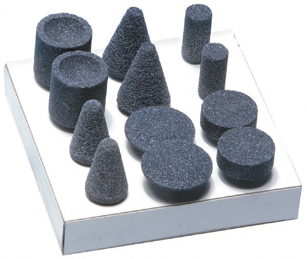 Grier Abrasives - 12 Piece Aluminum Oxide Vitrified Abrasive Point Set - Eagle Tool & Supply