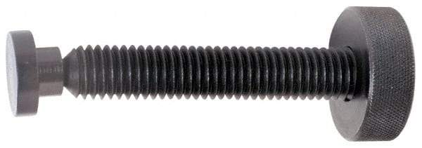 Gibraltar - 3/8-16 Knurled Shoulderless Swivel Pad Tip Grade C-12L14 Steel Thumb Screw - 3.5475" OAL, 1-1/4" Head Diam x 7/16" Head Height, Black Oxide Finish - Eagle Tool & Supply