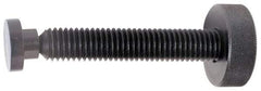 Gibraltar - 3/8-16 Knurled Shoulderless Swivel Pad Tip Grade C-12L14 Steel Thumb Screw - 3.0475" OAL, 1-1/4" Head Diam x 7/16" Head Height, Black Oxide Finish - Eagle Tool & Supply