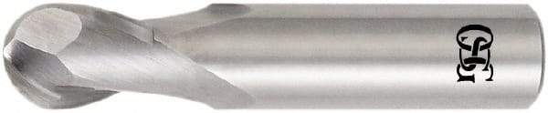 OSG - 12mm Diam, 16mm LOC, 2 Flute Solid Carbide Ball End Mill - TiAlN Finish, Single End, 64mm OAL, 64mm Shank Diam, Spiral Flute - Eagle Tool & Supply
