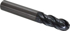 OSG - 10mm Diam, 25mm LOC, 4 Flute Solid Carbide Ball End Mill - TiAlN Finish, Single End, 70mm OAL, 10mm Shank Diam, Spiral Flute - Eagle Tool & Supply