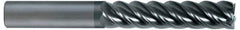 SGS - 3/8", 5 Flute, Single End, Solid Carbide, 0.03" Corner Radius End Mill - 2-1/2" OAL, 45° Helix, Right Hand Flute, 1" LOC, Right Hand Cut - Eagle Tool & Supply