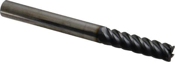 SGS - 3/8", 5 Flute, Single End, Solid Carbide, 0.03" Corner Radius End Mill - 4" OAL, 45° Helix, Right Hand Flute, 1-1/2" LOC, Right Hand Cut - Eagle Tool & Supply