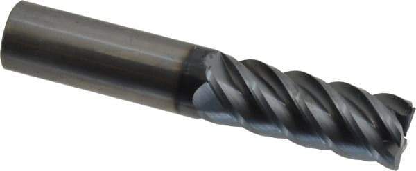 SGS - 5/8", 5 Flute, Single End, Solid Carbide, 0.03" Corner Radius End Mill - 3-1/2" OAL, 45° Helix, Right Hand Flute, 1-5/8" LOC, Right Hand Cut - Eagle Tool & Supply