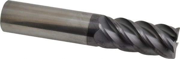 SGS - 3/4", 5 Flute, Single End, Solid Carbide, 0.03" Corner Radius End Mill - 4" OAL, 45° Helix, Right Hand Flute, 1-5/8" LOC, Right Hand Cut - Eagle Tool & Supply