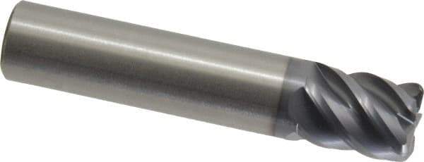 SGS - 1/2", 5 Flute, Single End, Solid Carbide, 0.06" Corner Radius End Mill - 2-1/2" OAL, 45° Helix, Right Hand Flute, 5/8" LOC, Right Hand Cut - Eagle Tool & Supply