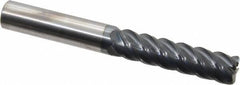 SGS - 1/2", 5 Flute, Single End, Solid Carbide, 0.06" Corner Radius End Mill - 4" OAL, 45° Helix, Right Hand Flute, 2" LOC, Right Hand Cut - Eagle Tool & Supply