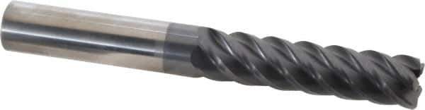 SGS - 5/8", 5 Flute, Single End, Solid Carbide, 0.06" Corner Radius End Mill - 5" OAL, 45° Helix, Right Hand Flute, 2-1/2" LOC, Right Hand Cut - Eagle Tool & Supply