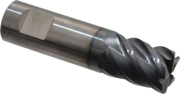 SGS - 3/4", 5 Flute, Single End, Solid Carbide, 0.06" Corner Radius End Mill - 3" OAL, 45° Helix, Right Hand Flute, 1" LOC, Right Hand Cut - Eagle Tool & Supply
