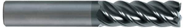 SGS - 3/4", 1" LOC, 3/4" Shank Diam, 3" OAL, 5 Flute, Solid Carbide Square End Mill - Single End, AlTiN Finish, Spiral Flute, 45° Helix, Right Hand Cut, Right Hand Flute, Series 55 - Eagle Tool & Supply