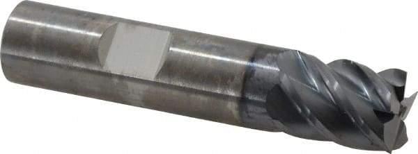SGS - 5/8", 3/4" LOC, 5/8" Shank Diam, 3" OAL, 5 Flute, Solid Carbide Square End Mill - Single End, AlTiN Finish, Spiral Flute, 45° Helix, Right Hand Cut, Right Hand Flute, Series 55 - Eagle Tool & Supply