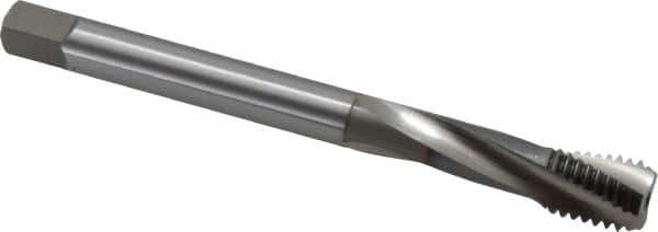 OSG - M12x1.75 Metric Coarse 3 Flute 6H Bottoming Spiral Flute Tap - Vanadium High Speed Steel, TiCN Finish, 110mm OAL, Right Hand Flute, Right Hand Thread, Series 13113 - Eagle Tool & Supply
