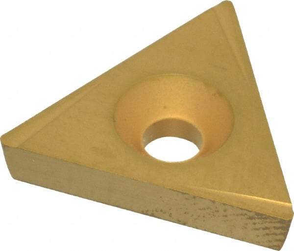 Value Collection - TPGC321 LF Grade TCN55 Carbide Turning Insert - TiN Finish, 60° Triangle, 3/8" Inscr Circle, 1/8" Thick, 1/64" Corner Radius - Eagle Tool & Supply