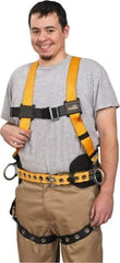 Miller - 400 Lb Capacity, Size Universal, Full Body Construction Safety Harness - Polyester, Side D-Ring, Tongue Leg Strap, Mating Chest Strap, Yellow/Black - Eagle Tool & Supply