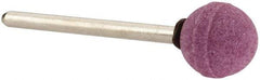 Rex Cut Product - 1/2" Head Diam x 1/2" Thickness, B121, Ball End, Aluminum Oxide Mounted Point - Brown, Medium Grade, 45,370 RPM - Eagle Tool & Supply