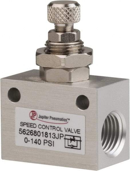 PRO-SOURCE - 1/4" NPT Inline Speed Control Valve - 0 to 140.78 psi & Aluminum Alloy Material - Eagle Tool & Supply
