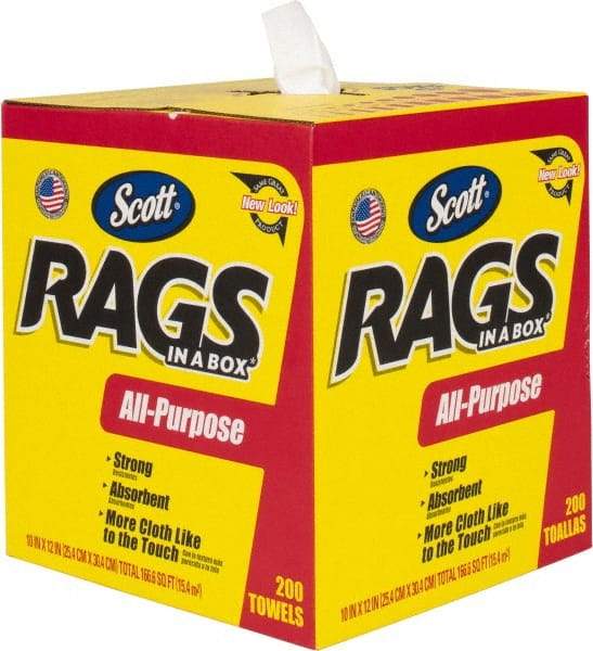 Scott - Virgin Double Re-Creped Rag - Medium Lint, White, 11 x 12", Comes in Box - Eagle Tool & Supply