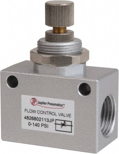 PRO-SOURCE - 1/2" NPT Inline Flow Control Valve - 0 to 140.78 psi & Aluminum Alloy Material - Eagle Tool & Supply
