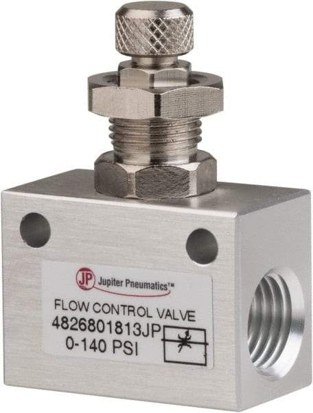 PRO-SOURCE - 1/4" NPT Inline Flow Control Valve - 0 to 140.78 psi & Aluminum Alloy Material - Eagle Tool & Supply