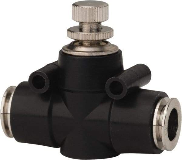 PRO-SOURCE - 3/8" Tube OD Inline Flow Control Valve - 0 to 113.76 psi & Techno Polymer, Brass, Steel Material - Eagle Tool & Supply