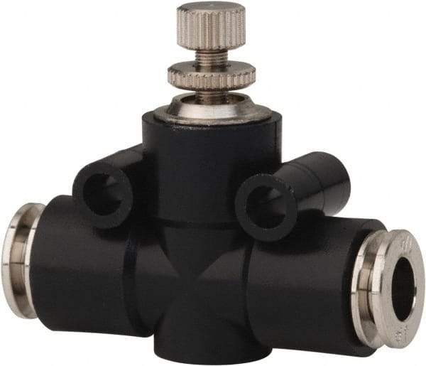 PRO-SOURCE - 1/4" Tube OD Inline Flow Control Valve - 0 to 113.76 psi & Techno Polymer, Brass, Steel Material - Eagle Tool & Supply
