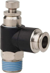 PRO-SOURCE - 3/8" Male NPT x 3/8" Tube OD Compact Banjo Valve - 0 to 113.76 psi & Techno Polymer, Brass, Steel Material - Eagle Tool & Supply