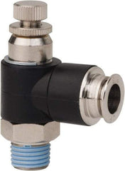 PRO-SOURCE - 1/4" Male NPT x 3/8" Tube OD Compact Banjo Valve - 0 to 113.76 psi & Techno Polymer, Brass, Steel Material - Eagle Tool & Supply