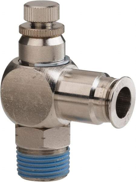 PRO-SOURCE - 3/8" Male NPT x 3/8" Tube OD Tamper Resistant Valve - 0 to 113.76 psi & Nickel Plated Brass Material - Eagle Tool & Supply