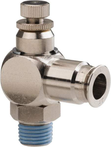PRO-SOURCE - 1/4" Male NPT x 3/8" Tube OD Tamper Resistant Valve - 0 to 113.76 psi & Nickel Plated Brass Material - Eagle Tool & Supply