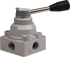 Value Collection - 1/2" NPT Manual Mechanical Valve - 4-Way, 3 Position with L Cock Device, 0.976 CV Rate & 127.98 Max psi - Eagle Tool & Supply