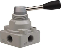 PRO-SOURCE - 1/2" NPT Manual Mechanical Valve - 4-Way, 3 Position, Lever, 0.98 CV Rate & 127.98 Max psi - Eagle Tool & Supply
