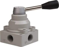 PRO-SOURCE - 1/2" NPT Manual Mechanical Valve - 4-Way, 2 Position, Lever, 0.98 CV Rate & 127.98 Max psi - Eagle Tool & Supply