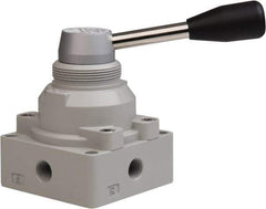 PRO-SOURCE - 1/4" NPT Manual Mechanical Valve - 4-Way, 2 Position, Lever, 0.98 CV Rate & 127.98 Max psi - Eagle Tool & Supply
