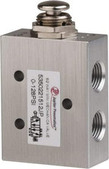 PRO-SOURCE - 1/8" NPT 5-Way, 2 Position Mini Mechanical Valve - 0.34 CV Rate, 9 CFM, 127.98 Max psi, Palm Button/Spring Actuator - Eagle Tool & Supply